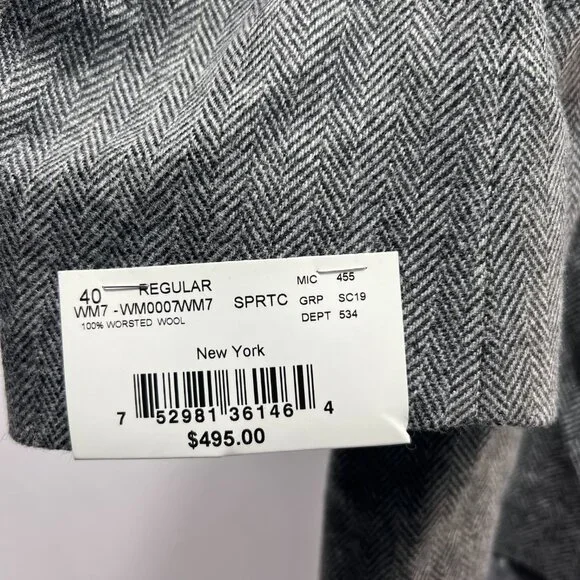 NWT WALTER MORTON 40R Gray Herringbone 2 btn100% Worsted Wool blazer USA 1 vent - Picture 5 of 9